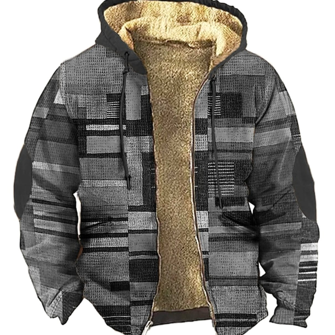 Heren Patchwork Hoodie Jacket met Fleece Voering - Grijs