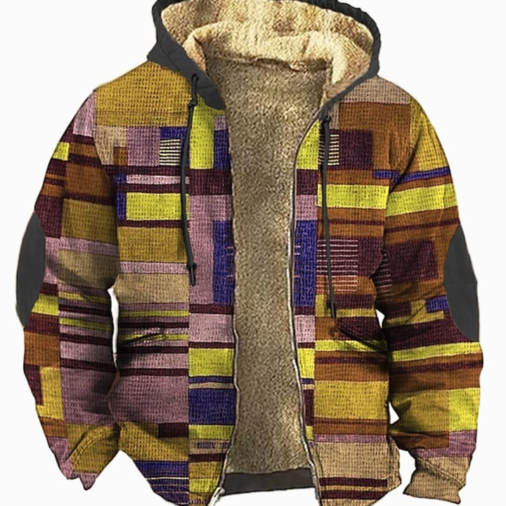Heren Patchwork Hoodie Jacket met Fleece Voering - Geel