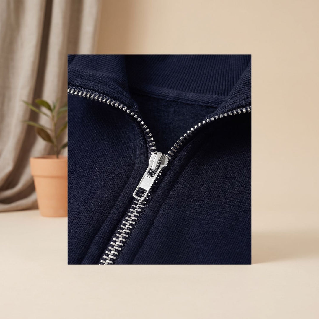 Heren Quarter-Zip Fleece Sweater met Staande Kraag