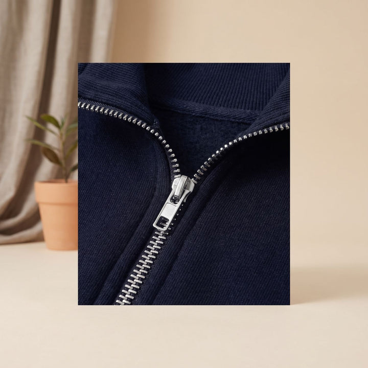 Heren Quarter-Zip Fleece Sweater met Staande Kraag