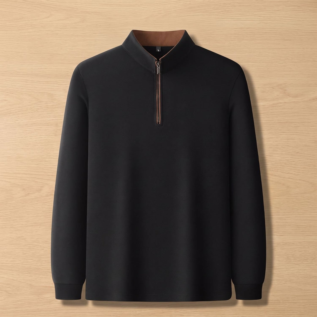 Heren Quarter-Zip Mock Neck Trui Lange Mouwen - Zwart