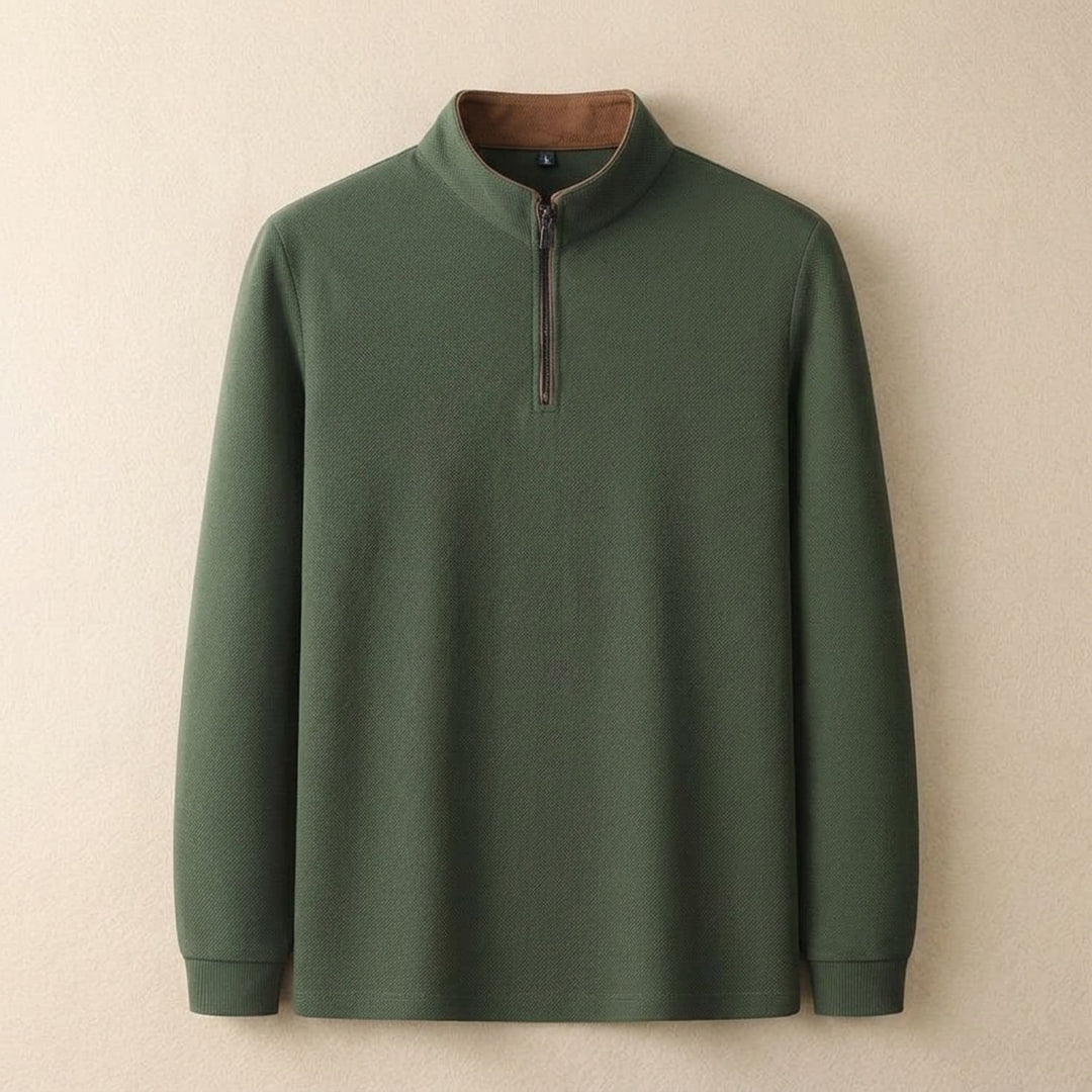 Heren Quarter-Zip Mock Neck Trui Lange Mouwen - Groen