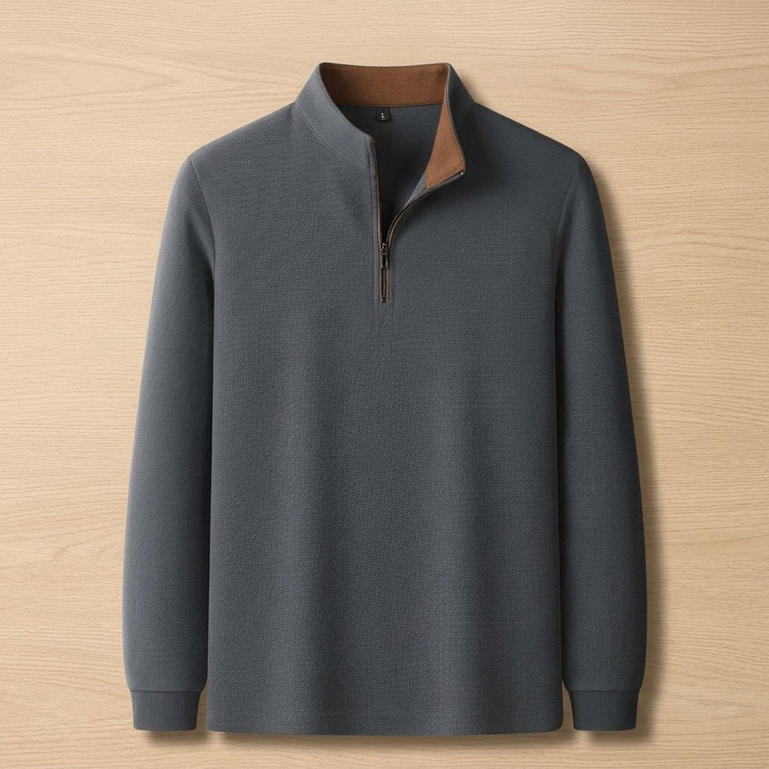 Heren Quarter-Zip Mock Neck Trui Lange Mouwen - Grijs