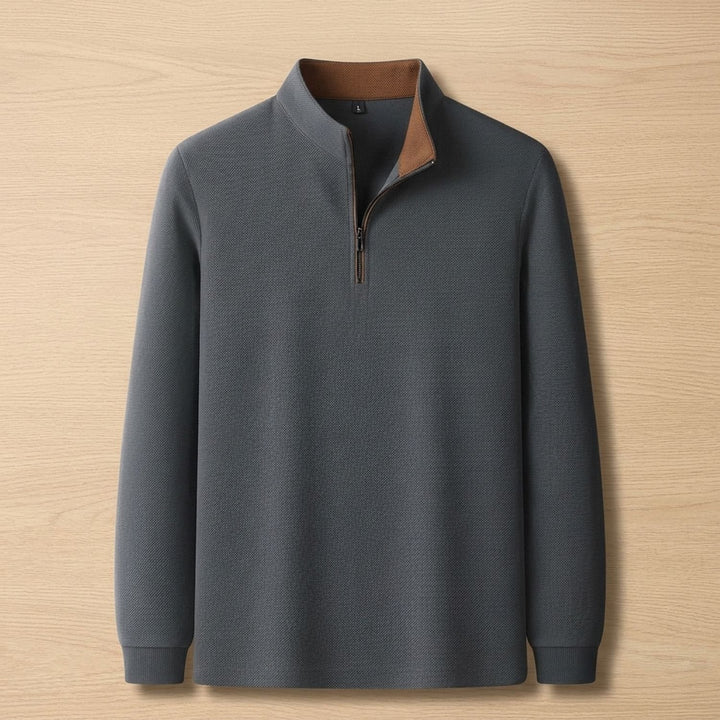 Heren Quarter-Zip Mock Neck Trui Lange Mouwen - Grijs