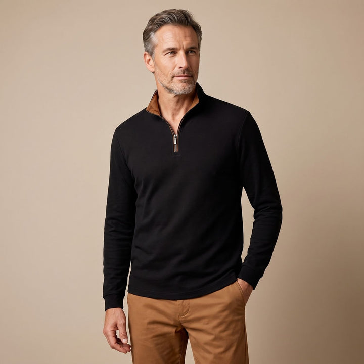 Heren Quarter-Zip Mock Neck Trui Lange Mouwen
