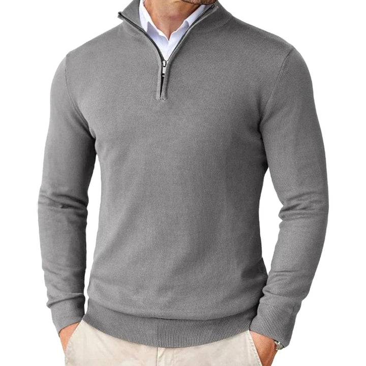 Heren Quarter-Zip Trui met Halve Ritssluiting, Black - Donkergrijs
