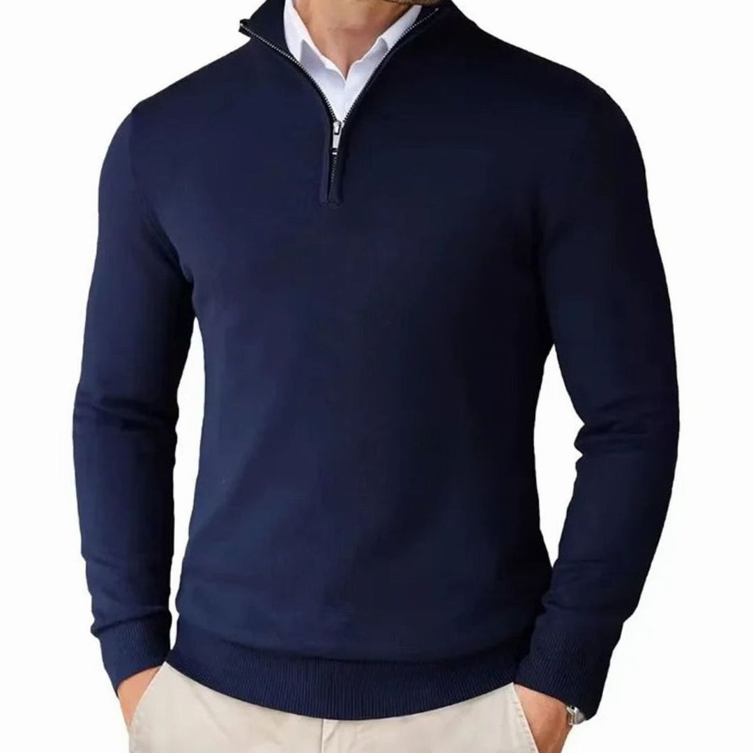 Heren Quarter-Zip Trui met Halve Ritssluiting, Black