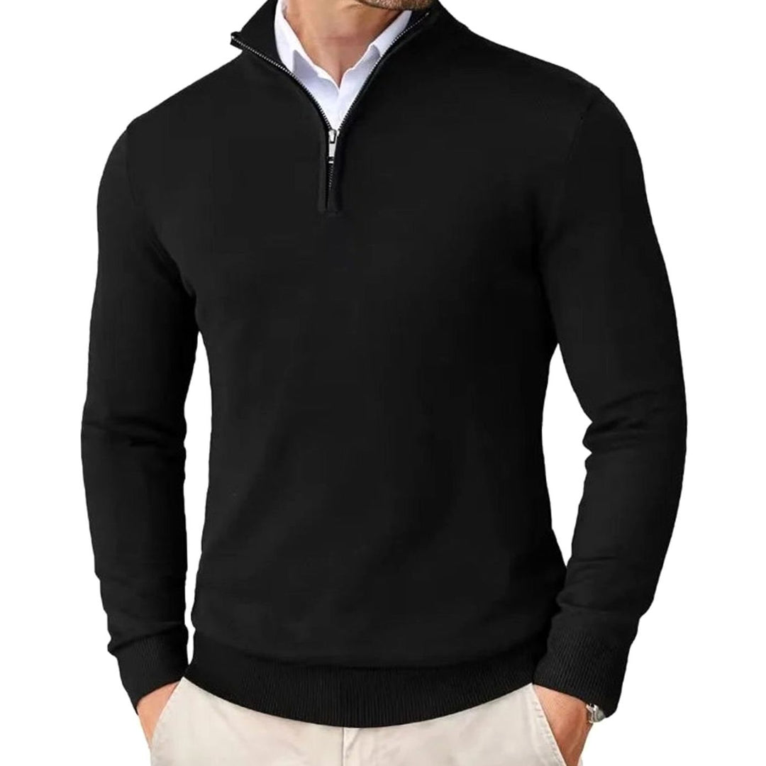 Heren Quarter-Zip Trui met Halve Ritssluiting, Black