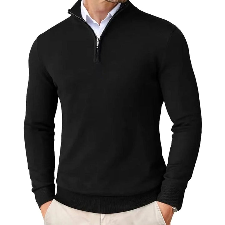 Heren Quarter-Zip Trui met Halve Ritssluiting, Black