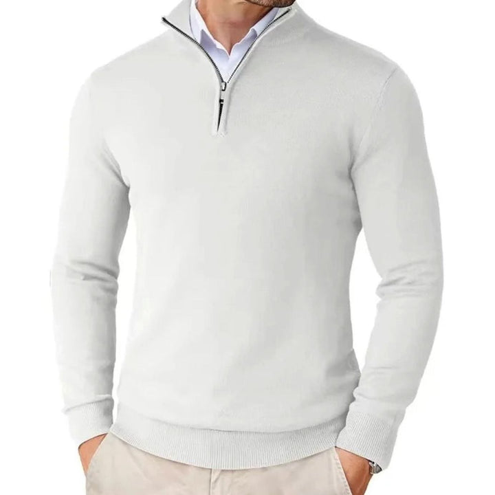 Heren Quarter-Zip Trui met Halve Ritssluiting, Black - Wit