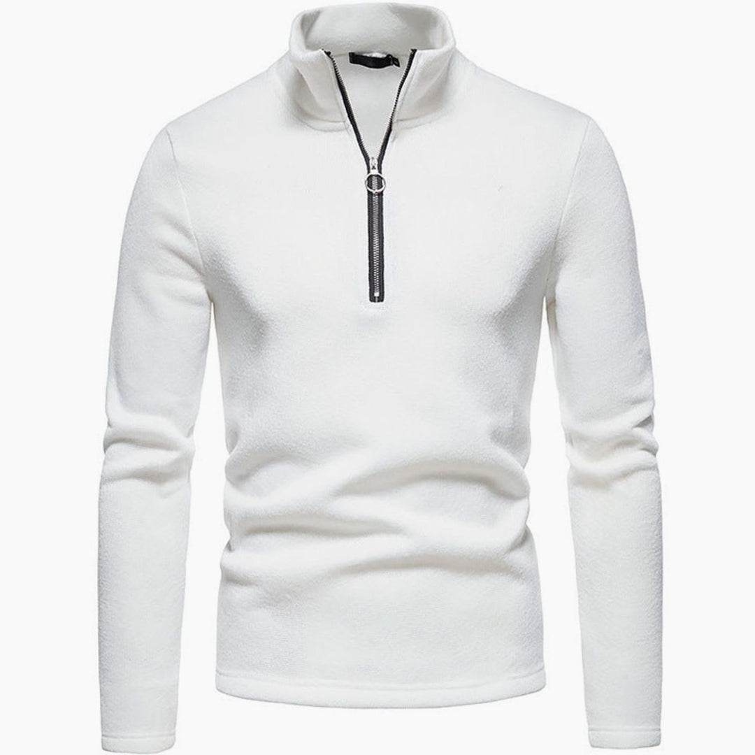 Heren Regular Fit Fijngebreide Half-Zip Trui Staande Kraag
