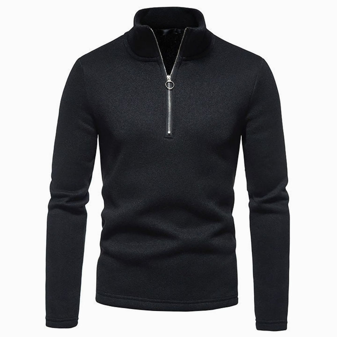 Heren Regular Fit Fijngebreide Half-Zip Trui Staande Kraag