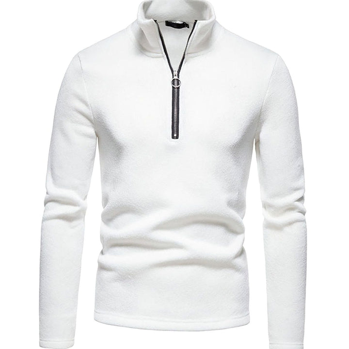 Heren Regular Fit Fijngebreide Half-Zip Trui Staande Kraag - Wit