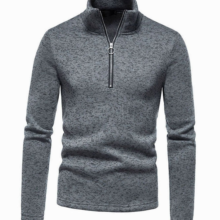 Heren Regular Fit Fijngebreide Half-Zip Trui Staande Kraag - Donkergrijs