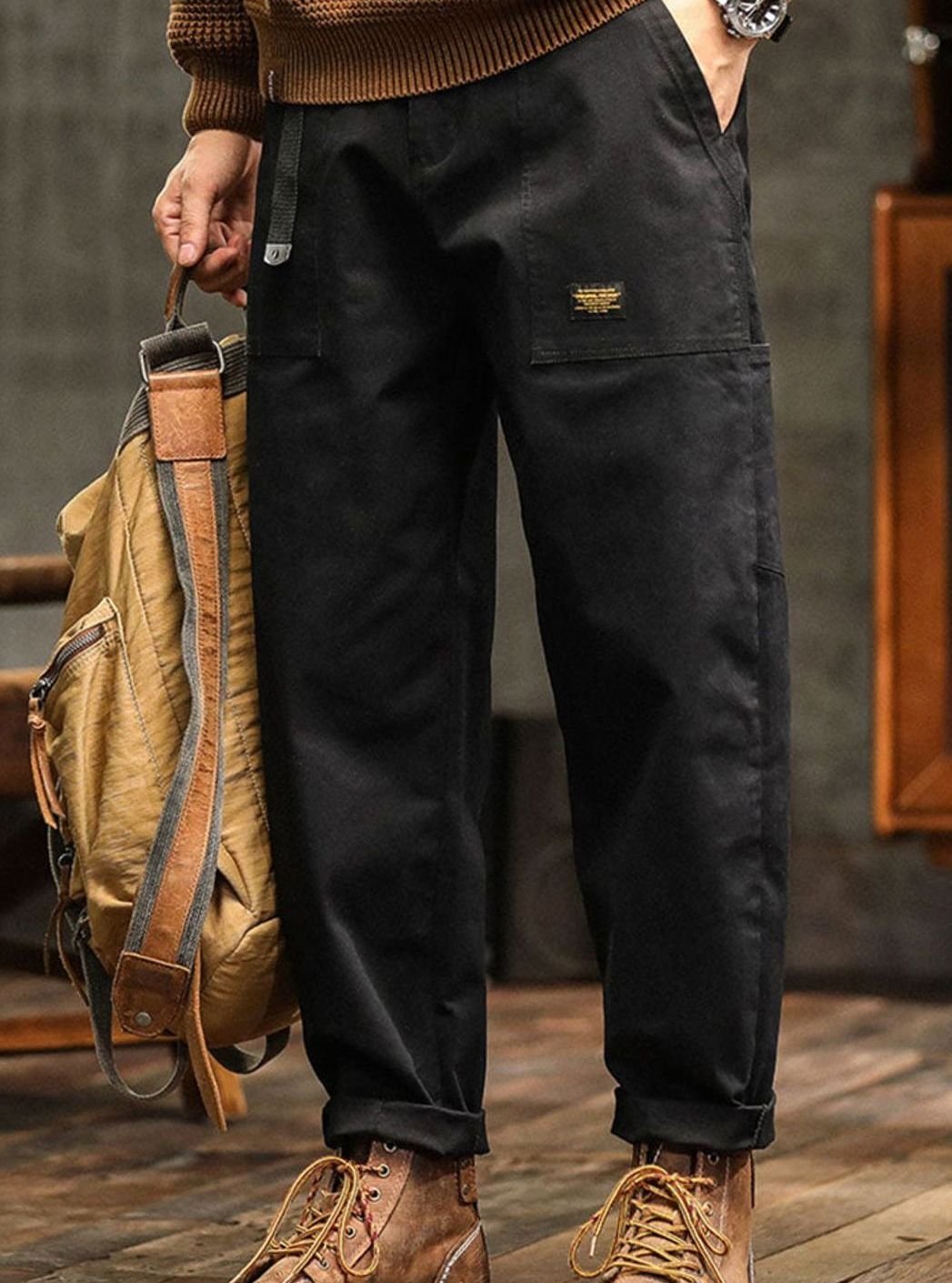 Heren Relaxed-Fit Cargo Pantalon met Utility Zakken en Rolbare Manchetten