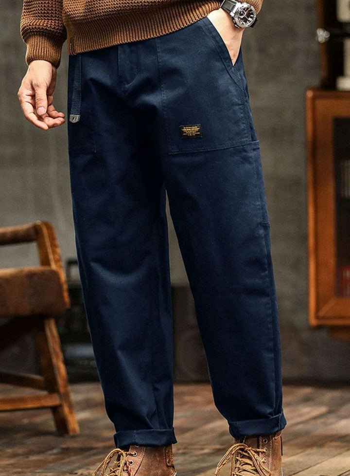 Heren Relaxed-Fit Cargo Pantalon met Utility Zakken en Rolbare Manchetten