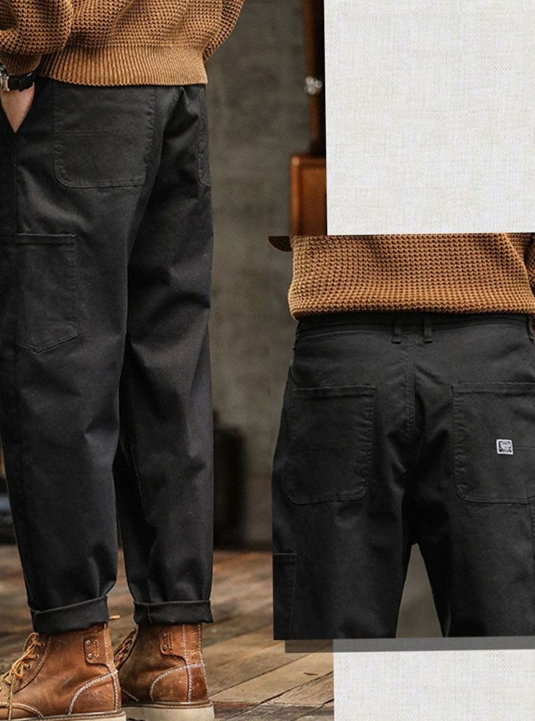 Heren Relaxed-Fit Cargo Pantalon met Utility Zakken en Rolbare Manchetten