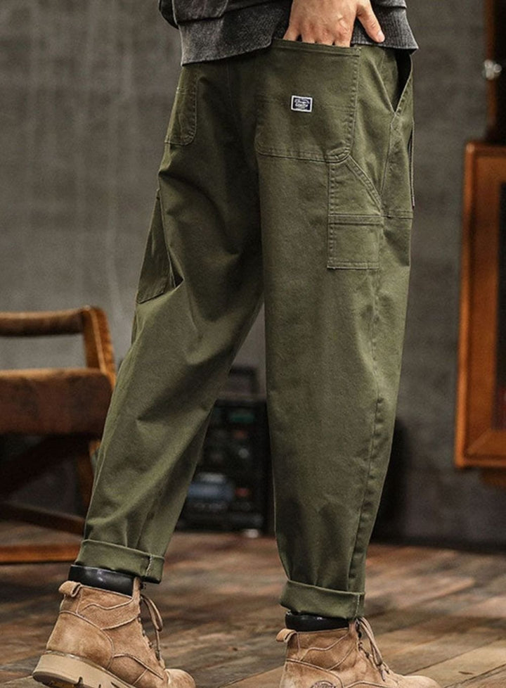 Heren Relaxed-Fit Cargo Pantalon met Utility Zakken en Rolbare Manchetten