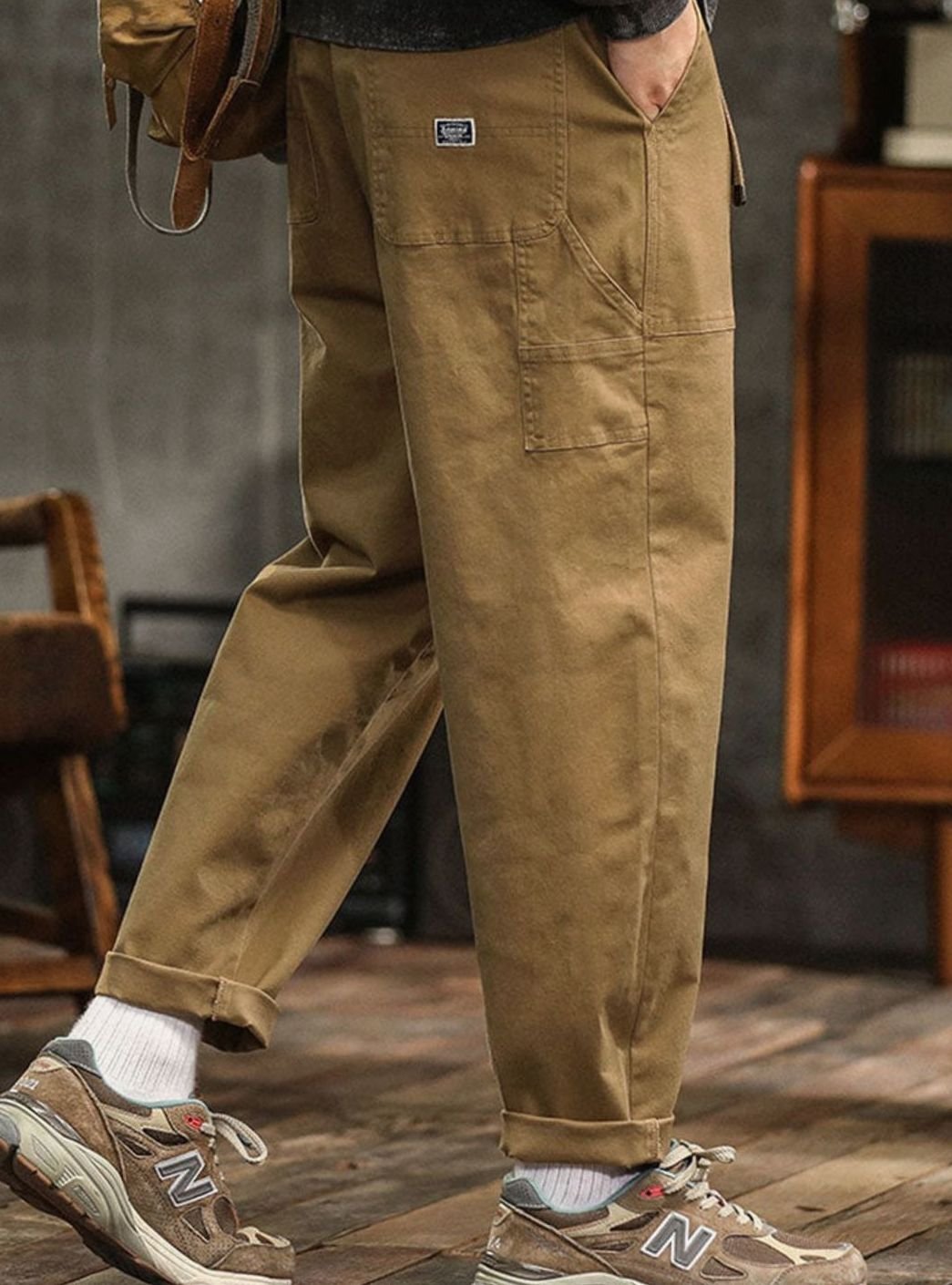 Heren Relaxed-Fit Cargo Pantalon met Utility Zakken en Rolbare Manchetten