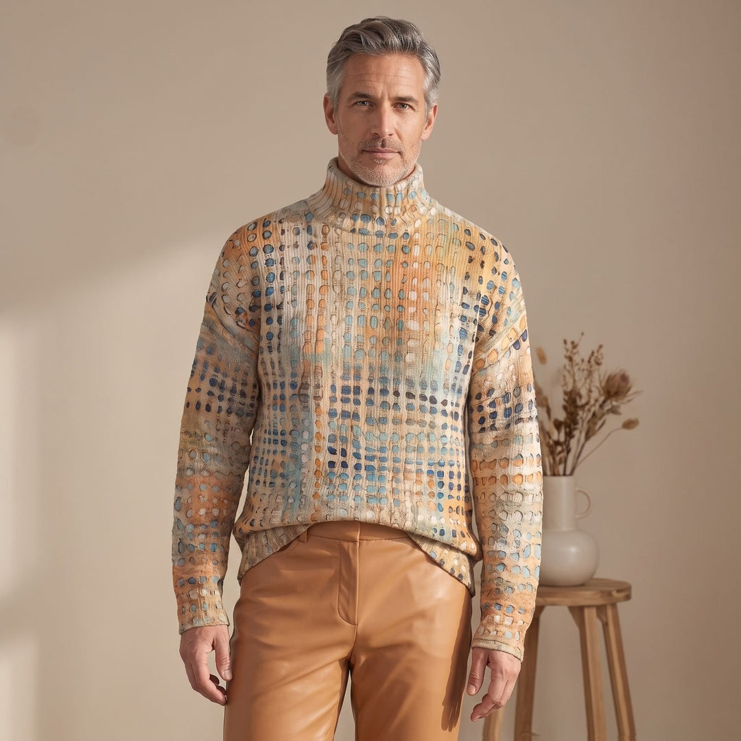 Heren Relaxed-Fit Coltrui met Grafisch Ruitpatroon en Lange Mouwen