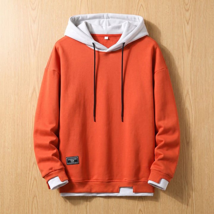Heren Relaxed Fit Hoodie Sweatshirt met Trekkoord - Oranje