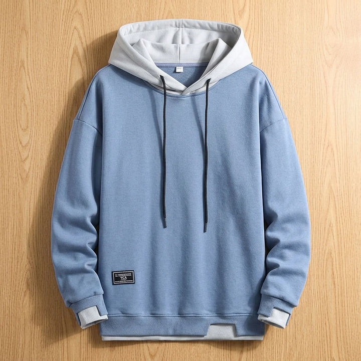 Heren Relaxed Fit Hoodie Sweatshirt met Trekkoord - Blauw