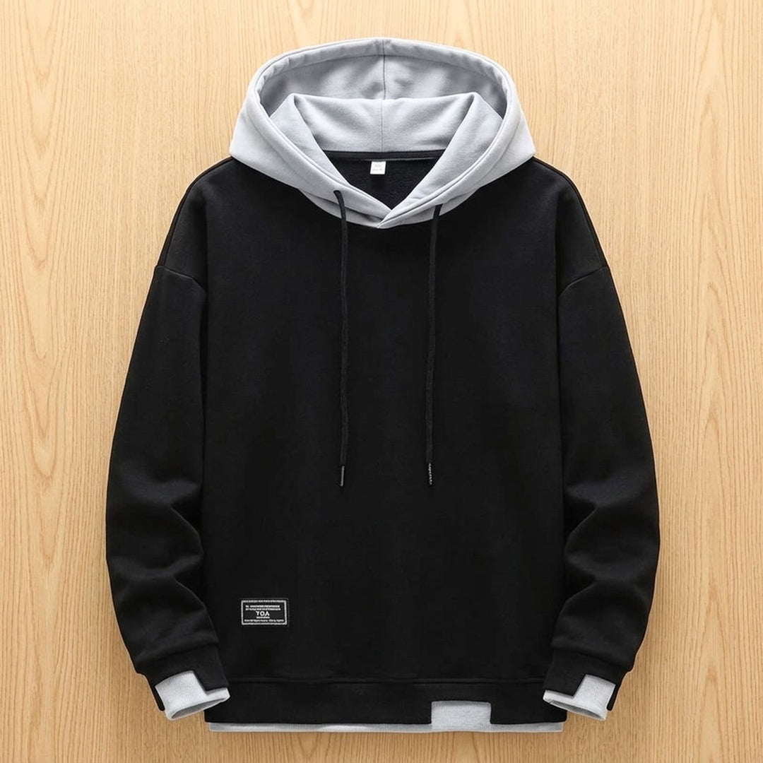 Heren Relaxed Fit Hoodie Sweatshirt met Trekkoord - Zwart
