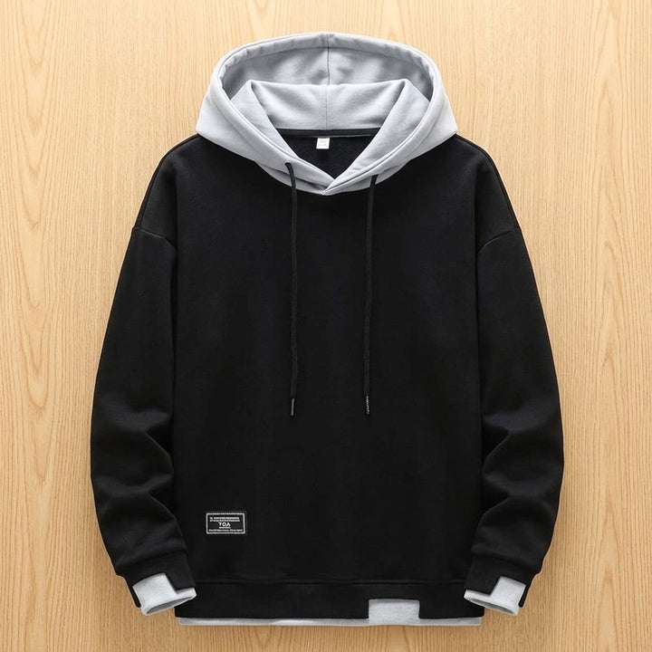 Heren Relaxed Fit Hoodie Sweatshirt met Trekkoord - Zwart