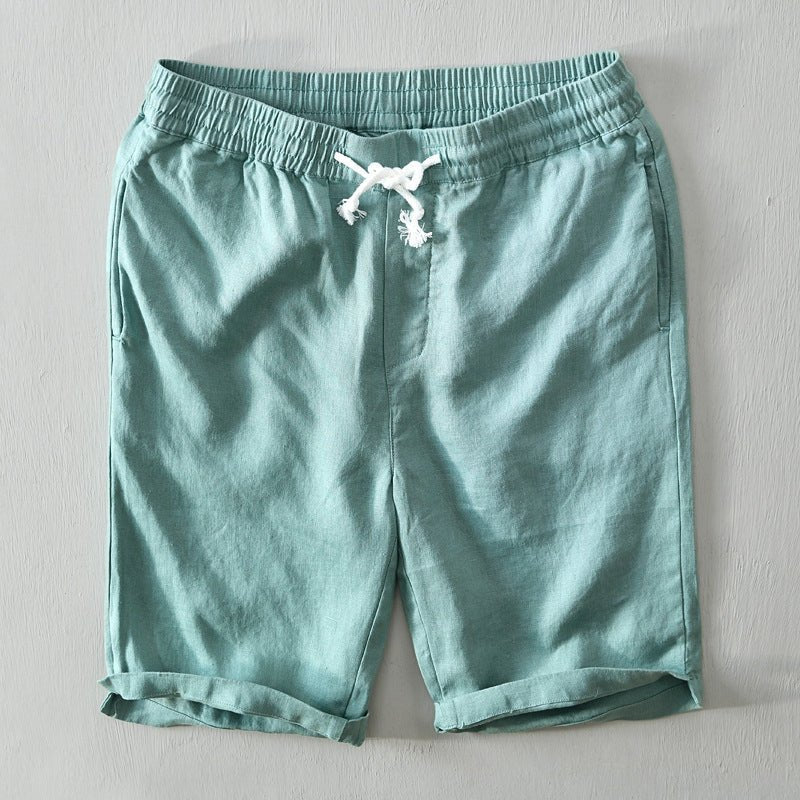 Heren Relaxed-Fit Linen Trekkoord Shorts - Green