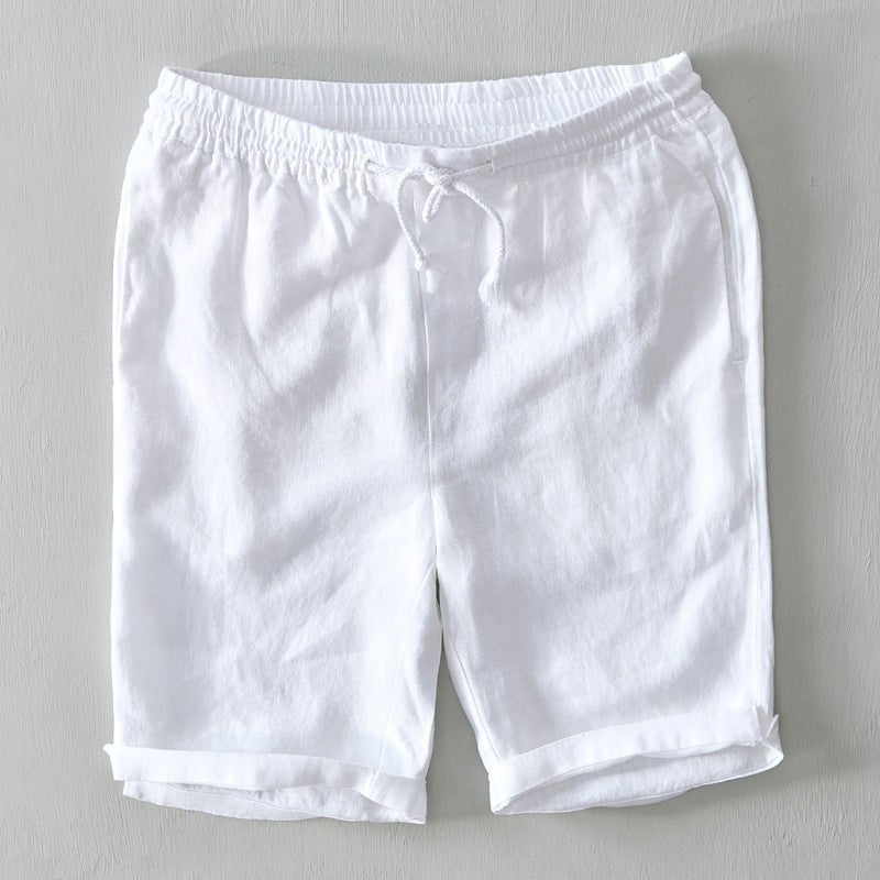 Heren Relaxed-Fit Linen Trekkoord Shorts - White