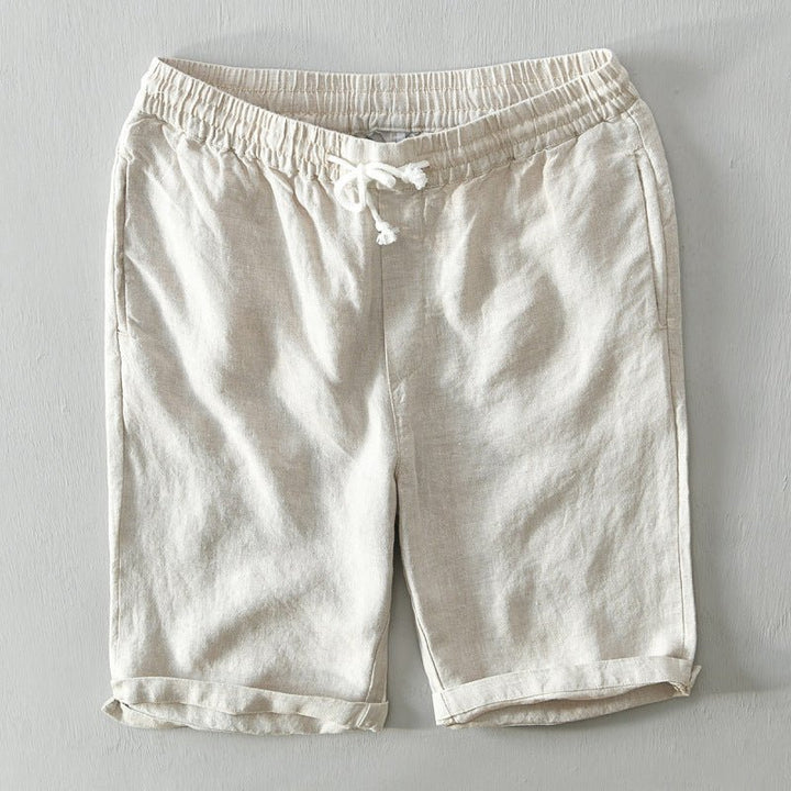Heren Relaxed-Fit Linen Trekkoord Shorts - Beige