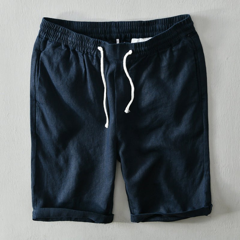 Heren Relaxed-Fit Linen Trekkoord Shorts - Blue