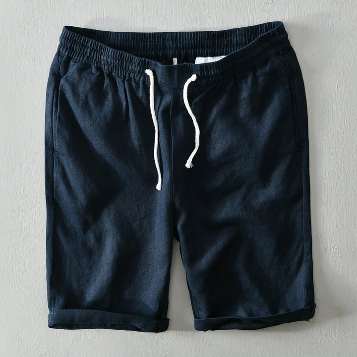 Heren Relaxed-Fit Linen Trekkoord Shorts - Blue