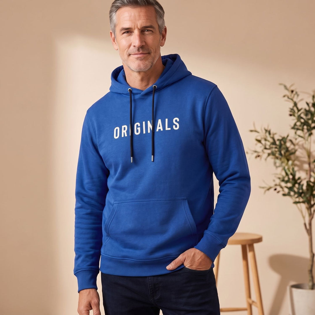 Heren Relaxed-Fit Pullover Hoodie Trui met Kangoeroe Zak
