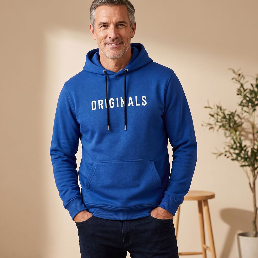 Heren Relaxed-Fit Pullover Hoodie Trui met Kangoeroe Zak