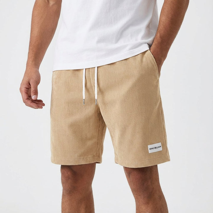 Heren Relaxed-Fit Ribfluwelen Drawstring Shorts - Caqui