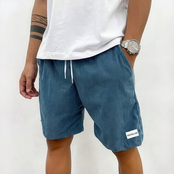 Heren Relaxed-Fit Ribfluwelen Drawstring Shorts - Azul