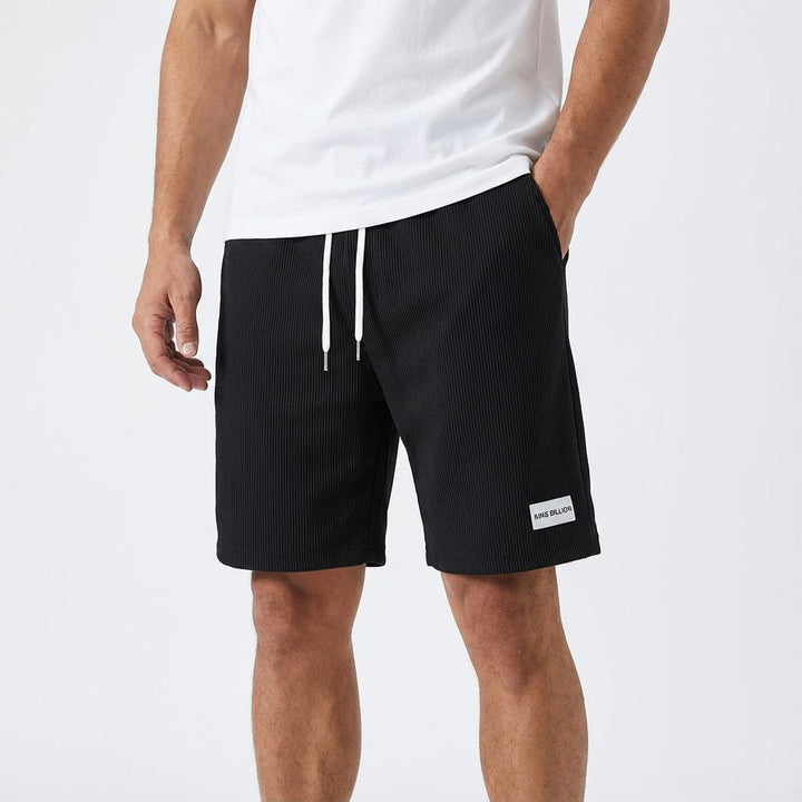 Heren Relaxed-Fit Ribfluwelen Drawstring Shorts - Negro