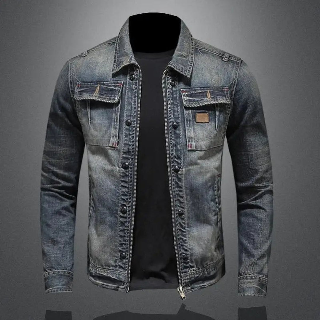 Heren Retro Gewassen Denim Jacket Vintage Spijkerjack