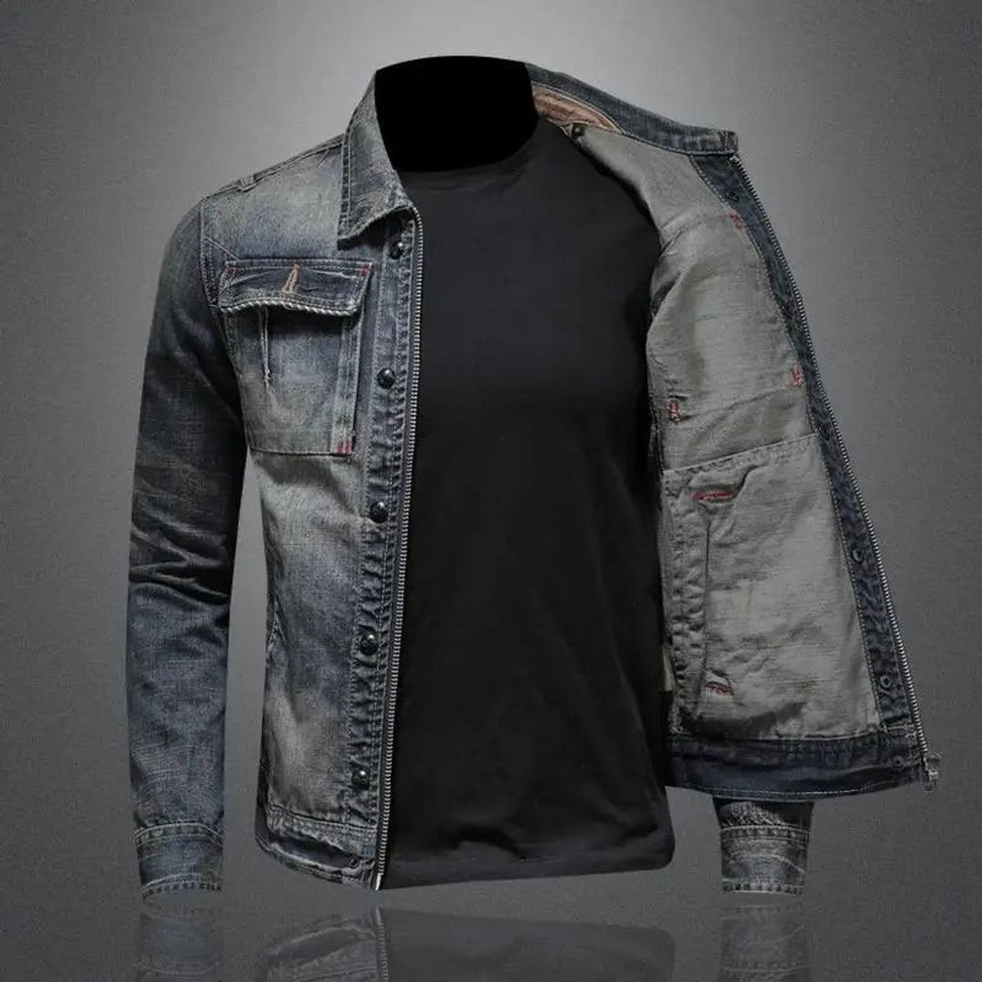 Heren Retro Gewassen Denim Jacket Vintage Spijkerjack