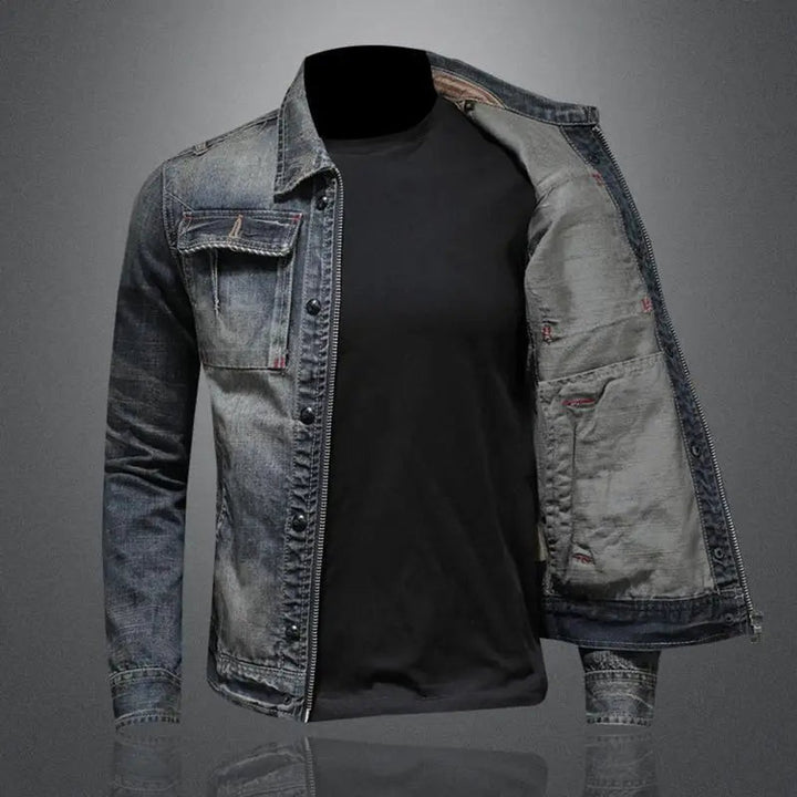 Heren Retro Gewassen Denim Jacket Vintage Spijkerjack