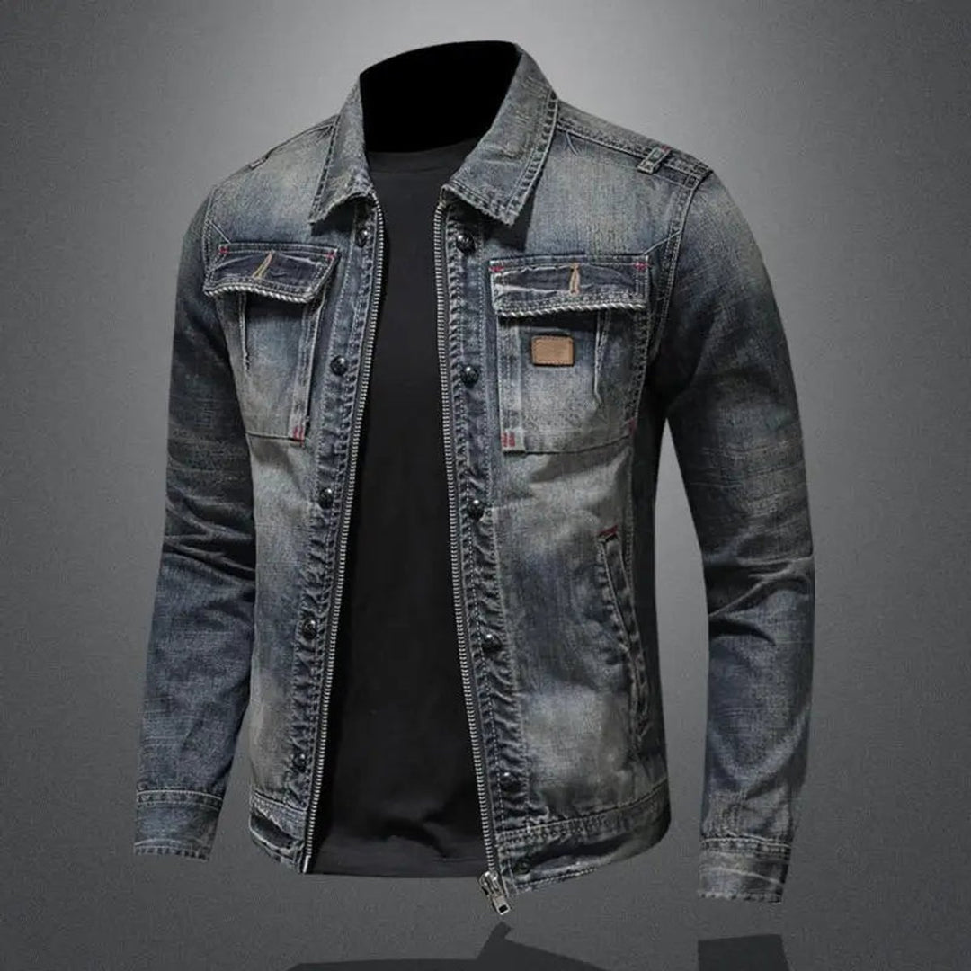 Heren Retro Gewassen Denim Jacket Vintage Spijkerjack