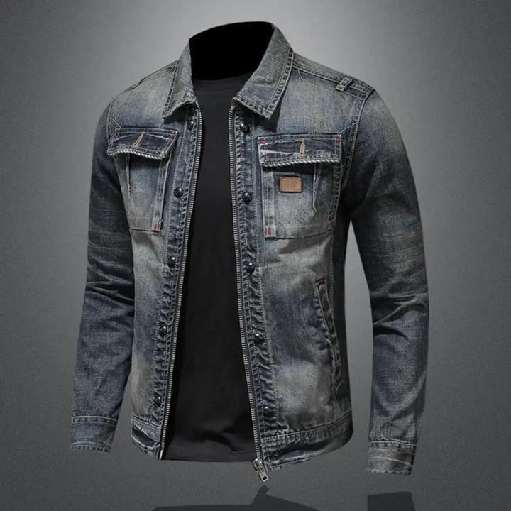 Heren Retro Gewassen Denim Jacket Vintage Spijkerjack