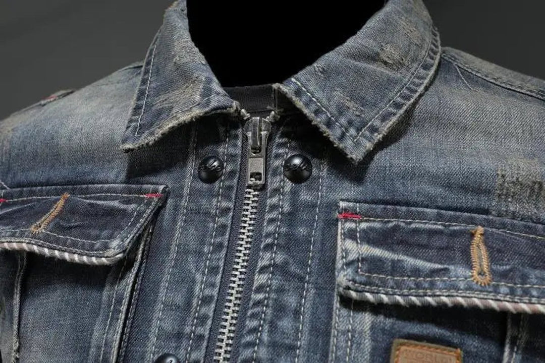 Heren Retro Gewassen Denim Jacket Vintage Spijkerjack