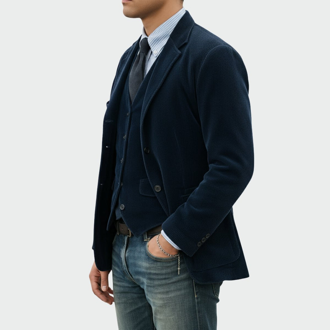 Heren Ribfluwelen Driedelig Colbert Vestset