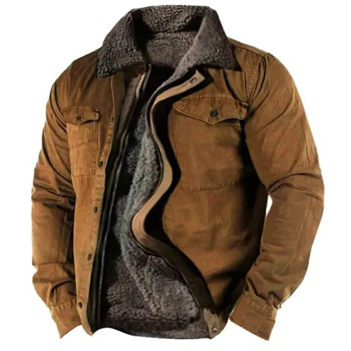 Heren Sherpa Gevoerde Western Mens Cardigan Jacket - Bruin