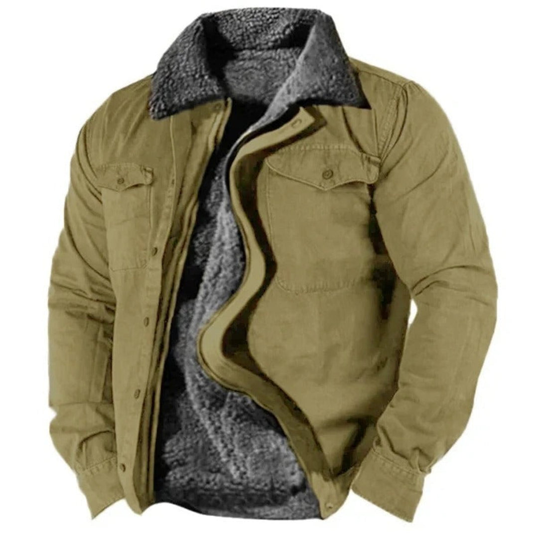 Heren Sherpa Gevoerde Western Mens Cardigan Jacket - Groen