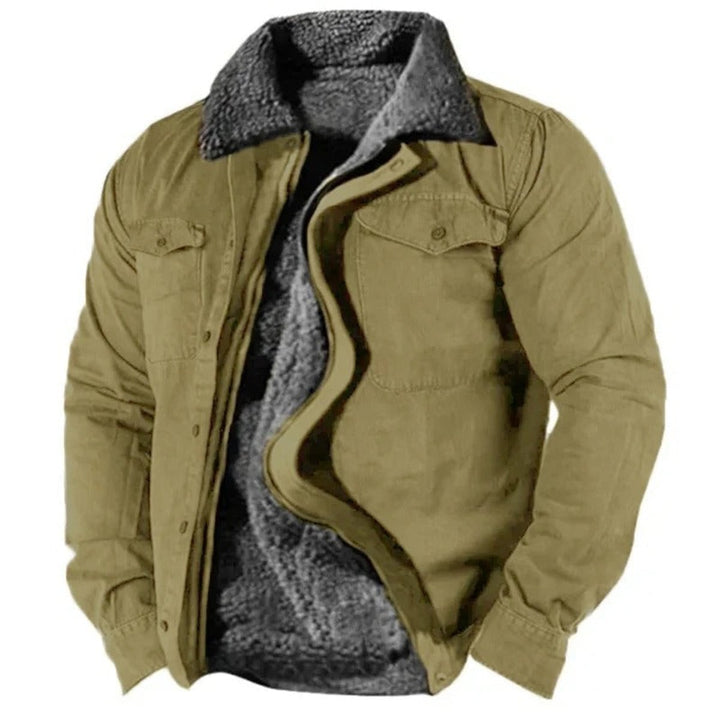 Heren Sherpa Gevoerde Western Mens Cardigan Jacket - Groen