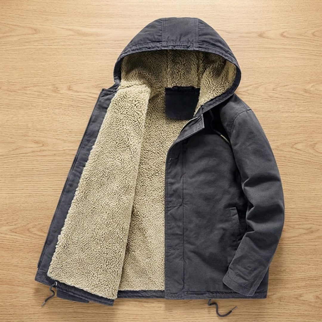 Heren Sherpa-gevoerde Winterjas met Capuchon Knopen
