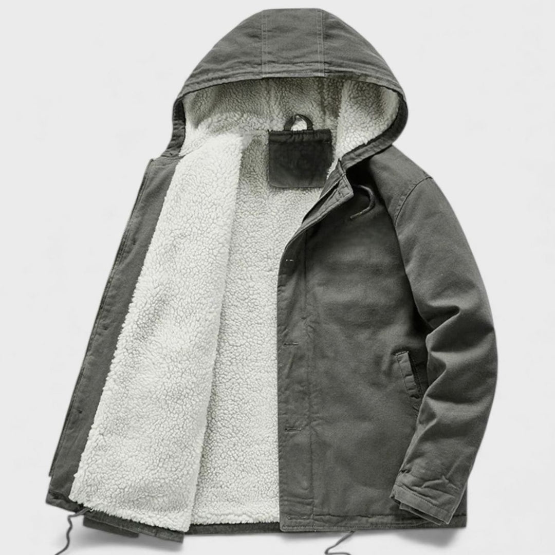 Heren Sherpa-gevoerde Winterjas met Capuchon Knopen